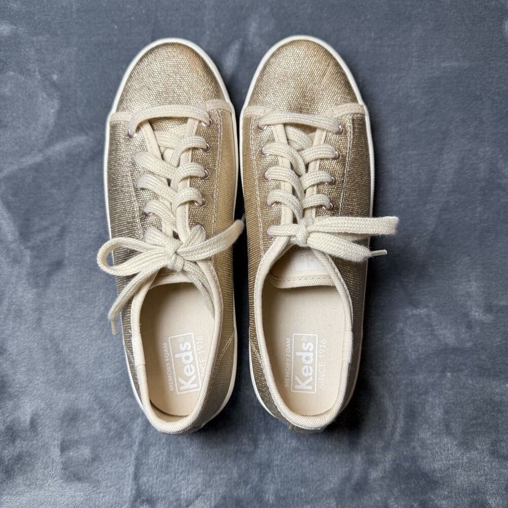 Keds Big Girl Kickstart Rose Gold Metallic Sneakers Size 4 NWOT